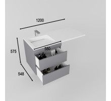 Тумба подвесная "Даллас ЛЕОН 120", Люкс серая, PLUS