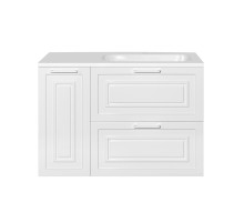 Тумба с раковиной универсальная "Альба" (2 ящ./корзина) Барселона 90 Правая, Люкс, белый, PLUS