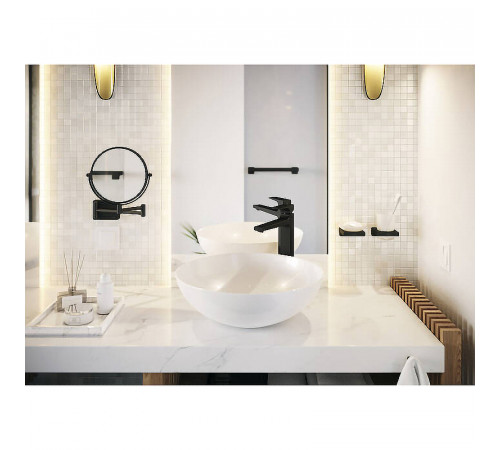 Косметическое зеркало Hansgrohe AddStoris 41791670 с увеличением Черное матовое