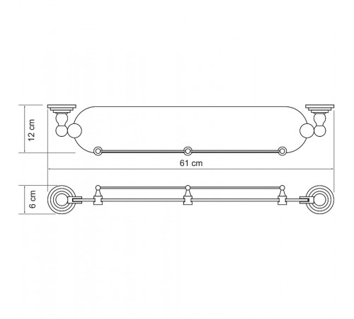 Стеклянная полка WasserKRAFT Ammer K-7044 Хром матовый