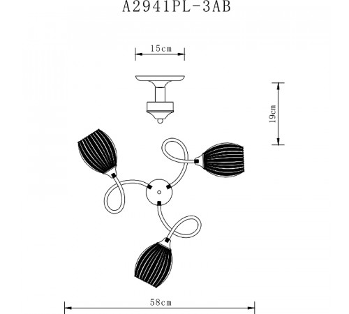 Люстра Artelamp Arya A2941PL-3AB Белая Античная бронза