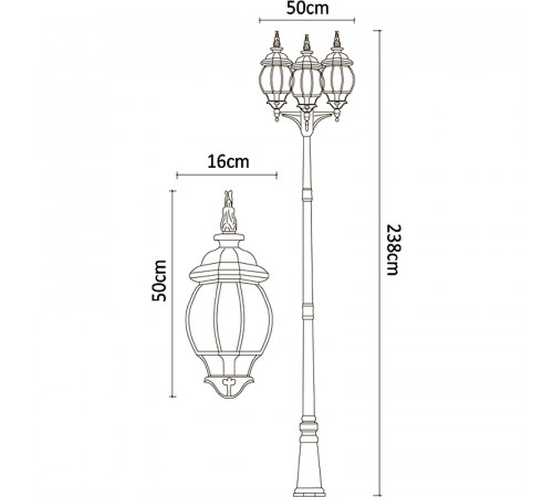 Фонарь Artelamp Atlanta A1047PA-1BG Прозрачный Старая медь