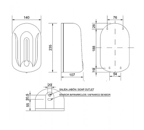 Диспенсер для жидкого мыла Nofer Automatics 03033.W Белый