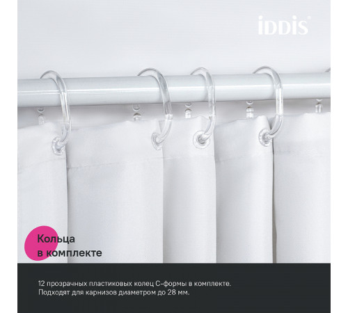 Штора для ванны Iddis Base 180х200 BW04P18i11 Белая Зеленая