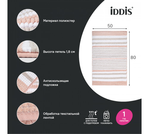 Коврик для ванной комнаты Iddis Base 50х80 BC04P58i12 Розовый