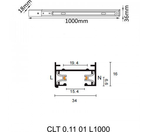 Шинопровод Crystal Lux CLT 0.11 01 L1000 BL Черный