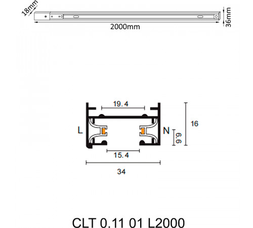 Шинопровод Crystal Lux CLT 0.11 01 L2000 BL Черный