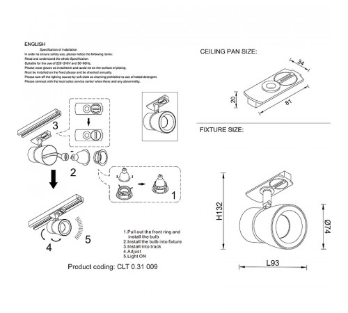 Трековый светильник Crystal Lux CLT 0.31 009 WH-GO Белый Золото