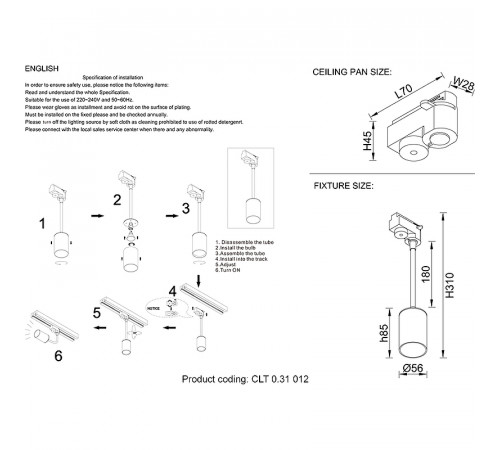 Трековый светильник Crystal Lux CLT 0.31 012 WH Белый