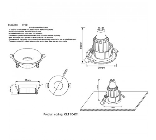 Встраиваемый светильник Crystal Lux CLT 004C1 WH Белый