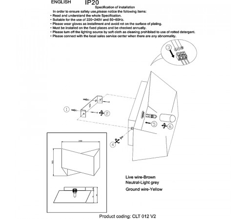 Настенный светильник Crystal Lux CLT 012 WH-SL V-2 Белый Серебро