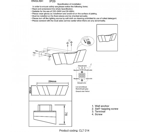 Настенный светильник Crystal Lux CLT 014W WH Белый