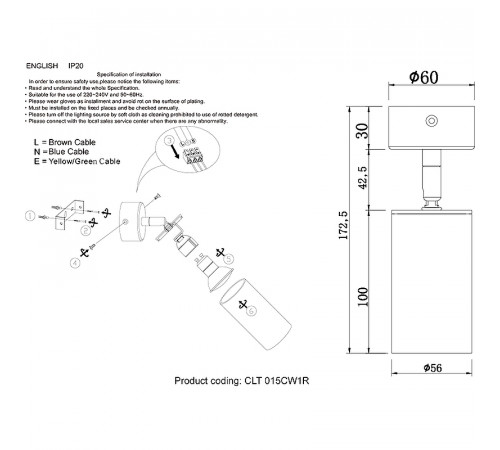 Потолочный светильник Crystal Lux CLT 015CW1R BL-GO Золото Черный