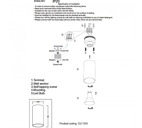 Потолочный светильник Crystal Lux CLT 015C BL Черный