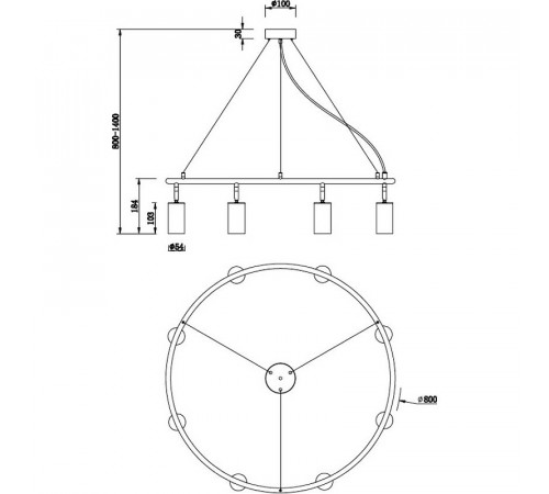 Подвесной светильник Crystal Lux CLT 015C8 D800 BL Черный