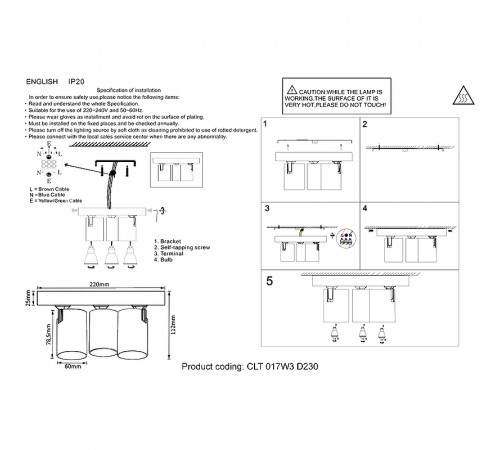 Потолочный светильник Crystal Lux CLT 017W3 D230 WH Белый