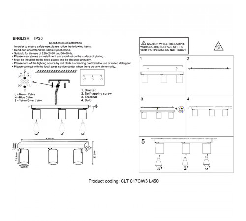 Потолочный светильник Crystal Lux CLT 017CW3 L450 WH Белый