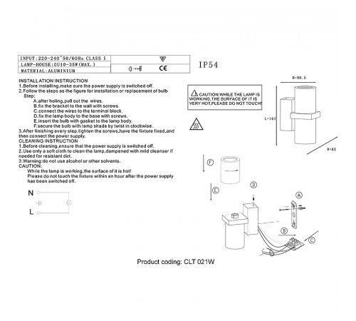 Настенный светильник Crystal Lux CLT 021W WH Белый