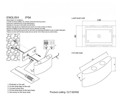 Настенный светильник Crystal Lux CLT 023W2 BL Черный