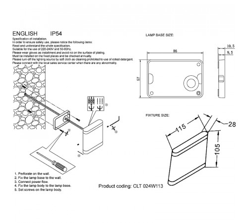 Настенный светильник Crystal Lux CLT 024W113 WH Белый