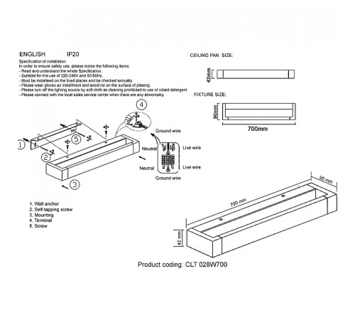 Настенный светильник Crystal Lux CLT 028W700 WH Белый