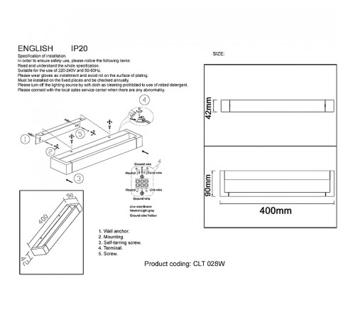 Настенный светильник Crystal Lux CLT 028W BL Черный