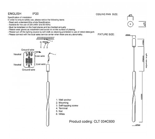 Настенный светильник Crystal Lux CLT 034C600 BL Черный