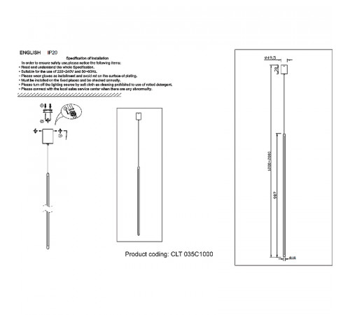 Подвесной светильник Crystal Lux CLT 035C1000 WH Белый