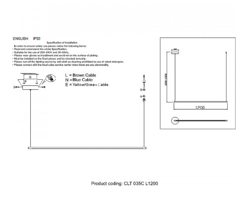 Подвесной светильник Crystal Lux CLT 035C L1200 GO Золото