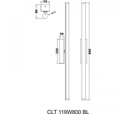 Настенный светильник Crystal Lux CLT 119W800 BL Белый Черный