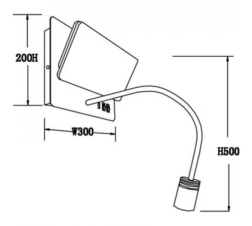 Настенный светильник Crystal Lux CLT 226W250USB BL Хром Черный