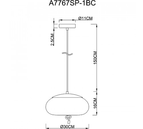 Подвесной светильник Artelamp Cody A7767SP-1BC Дымчатый Черный хром