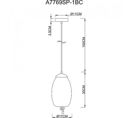 Подвесной светильник Artelamp Cody A7769SP-1BC Дымчатый Черный хром