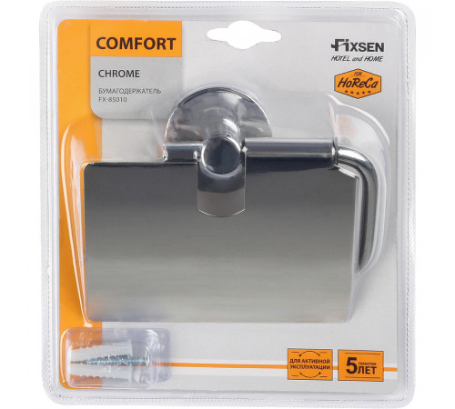 Держатель туалетной бумаги Fixsen Comfort Chrome FX-85010 с крышкой Хром