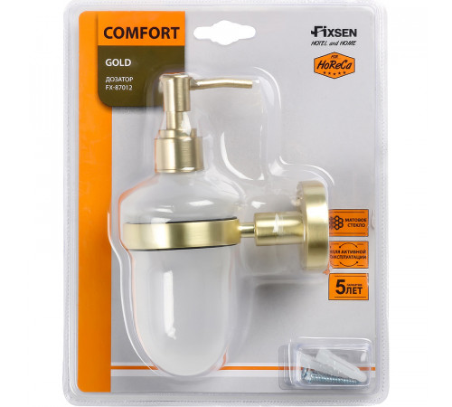 Дозатор для жидкого мыла Fixsen Comfort Gold FX-87012 Золото матовое