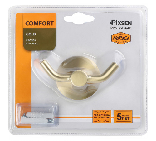 Двойной крючок Fixsen Comfort Gold FX-87005A Золото матовое