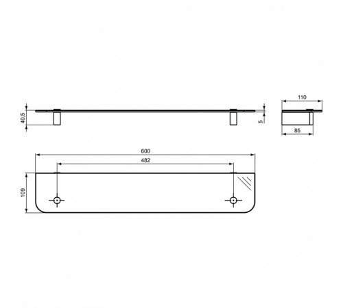 Стеклянная полка Ideal Standard Connect N1394AA Хром