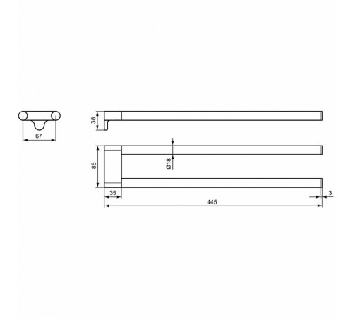 Полотенцедержатель Ideal Standard Connect A9181AA двойной Хром