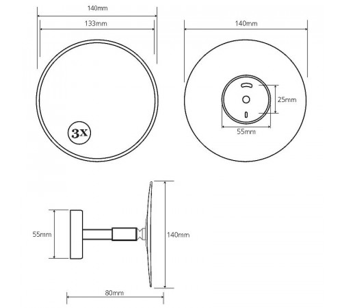 Косметическое зеркало Bemeta Cosmetic mirrors 112101121 с увеличением Хром