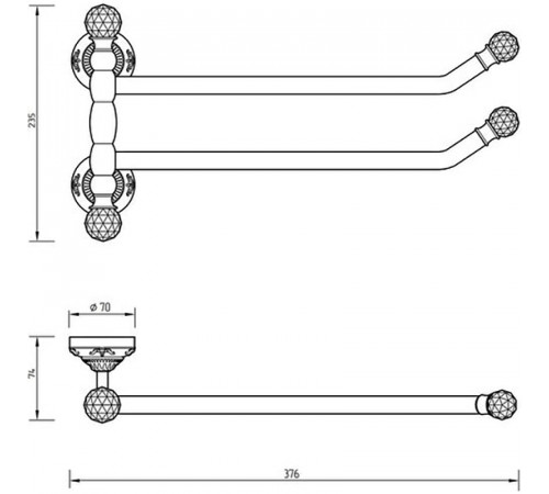 Полотенцедержатель Migliore Cristalia 16780 поворотный Бронза с кристаллами Swarovski