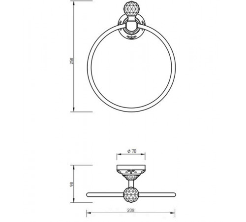 Кольцо для полотенец Migliore Cristalia 16773 Бронза с кристаллом Swarovski