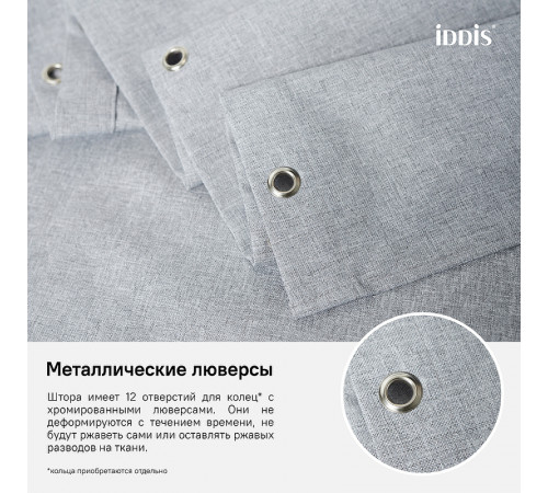 Штора для ванны Iddis Decor 180х200 D22P218i11 Серая