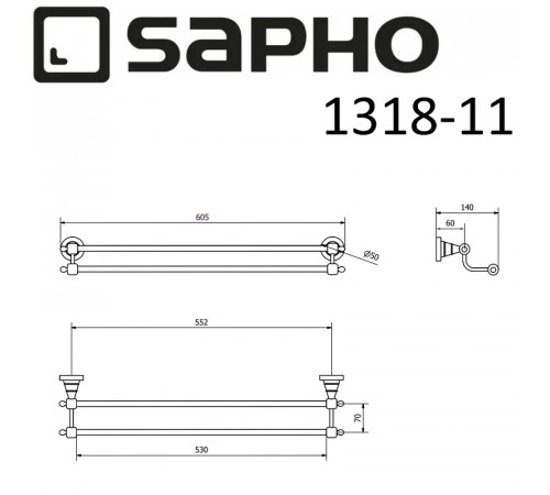 Полотенцедержатель Sapho Diamond 1318-11 Бронза