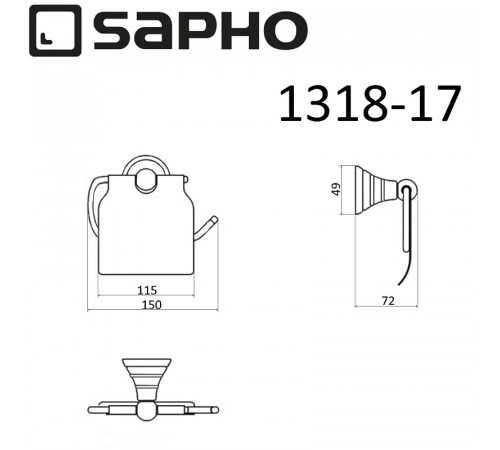 Держатель туалетной бумаги Sapho Diamond 1318-17 с крышкой Бронза