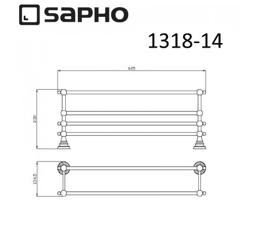 Полка для полотенец Sapho Diamond 1318-14 Бронза