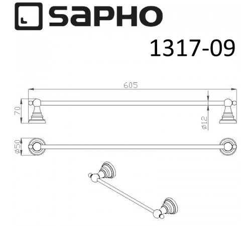 Полотенцедержатель Sapho Diamond 1317-09 Хром