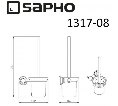 Ершик для унитаза Sapho Diamond 1317-08 Хром