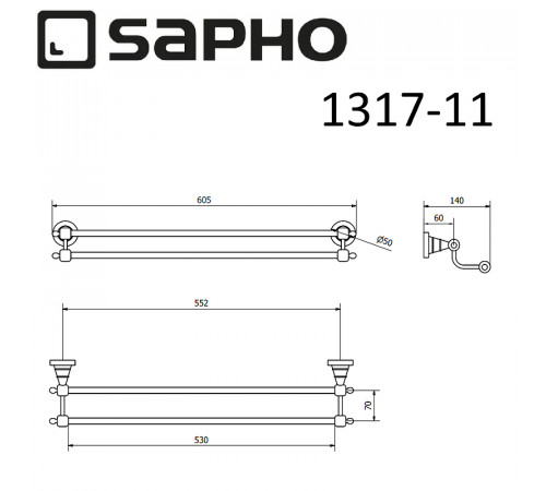 Полотенцедержатель Sapho Diamond 1317-11 Хром