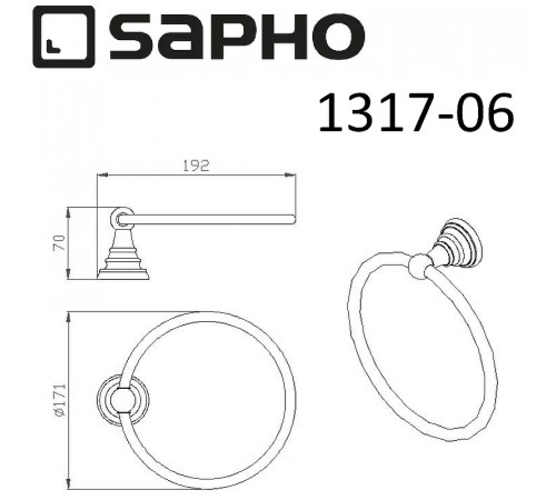 Кольцо для полотенец Sapho Diamond 1317-06 Хром