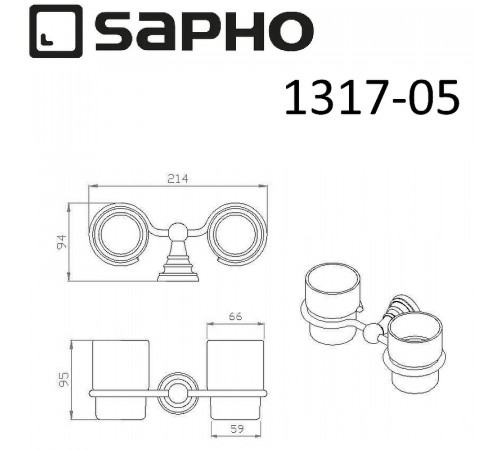 Стакан для зубных щеток Sapho Diamond 1317-05 двойной Хром